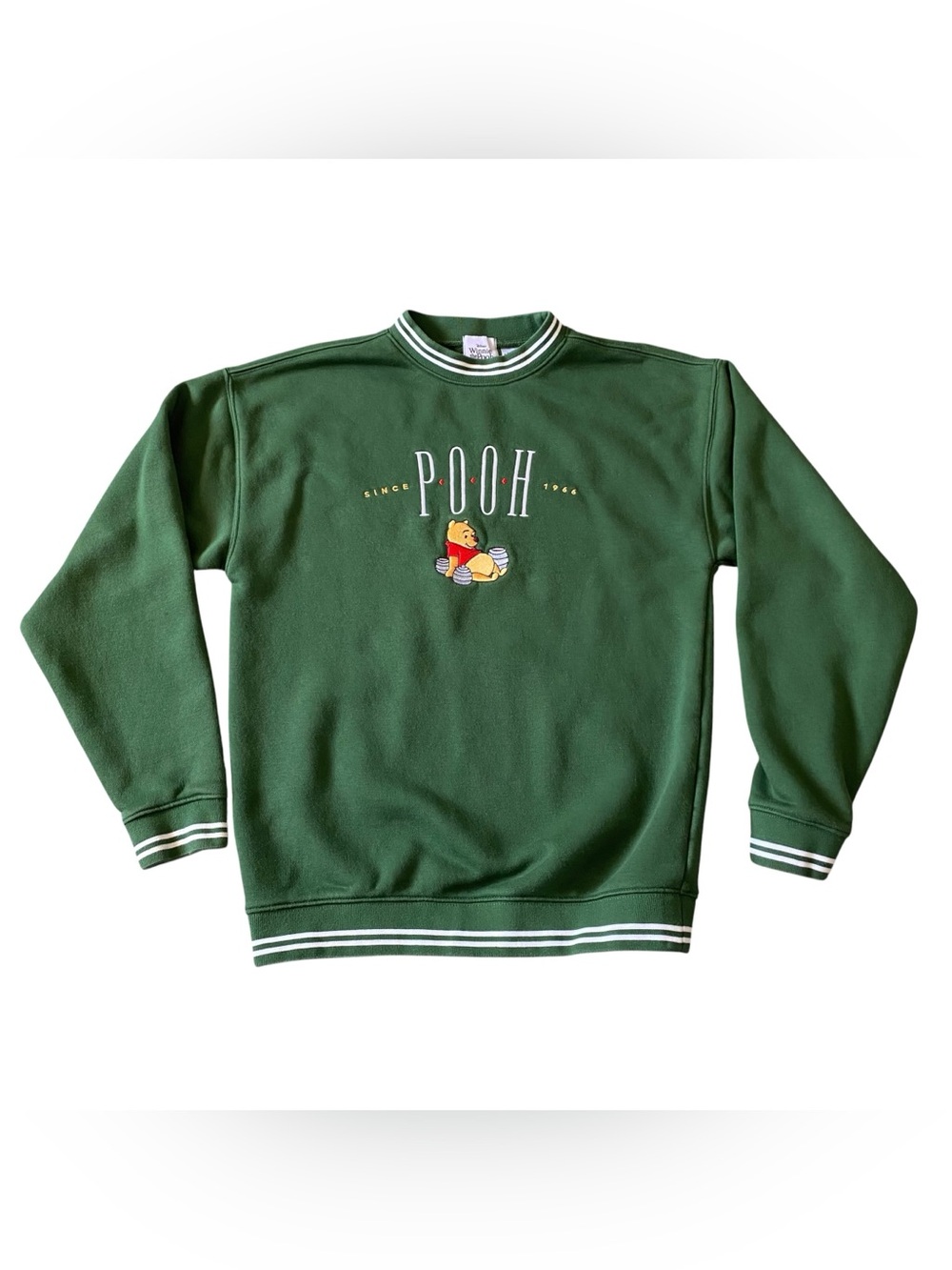 Disney Winnie the Pooh Sweatshirt Small Green Embroidered Crewneck